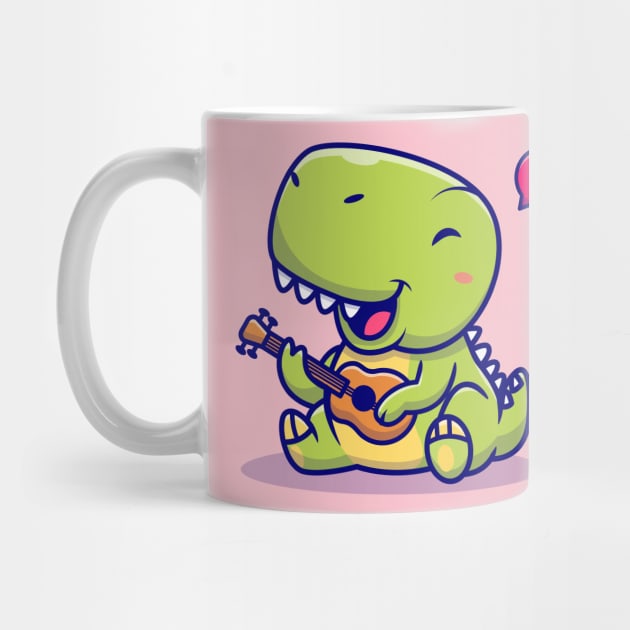 Cute Dinosaur Playing Guitar Cartoon by Catalyst Labs